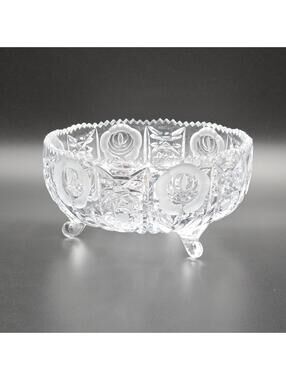 Vintage 9" Crystal Footed "Rose" Centerpiece Bowl